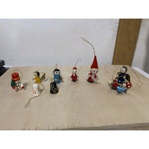 Wooden Mini Christmas Ornaments Handpainted (10 Total)